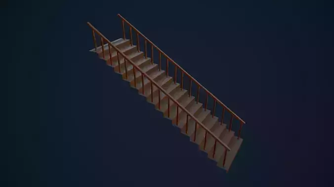 Wooden Stairs Low-poly 3D model Wooden Stairs Low-poly 3D model