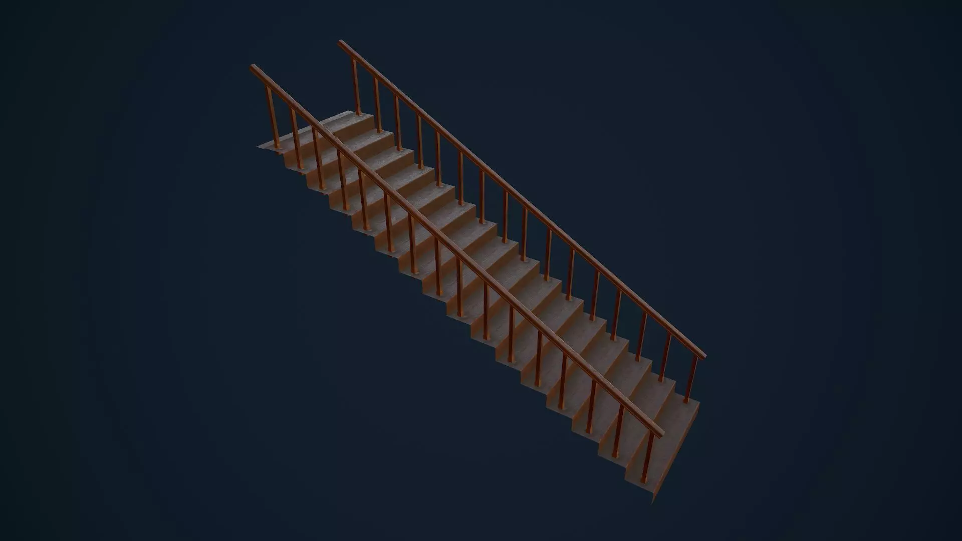 Wooden Stairs Low-poly 3D model_0