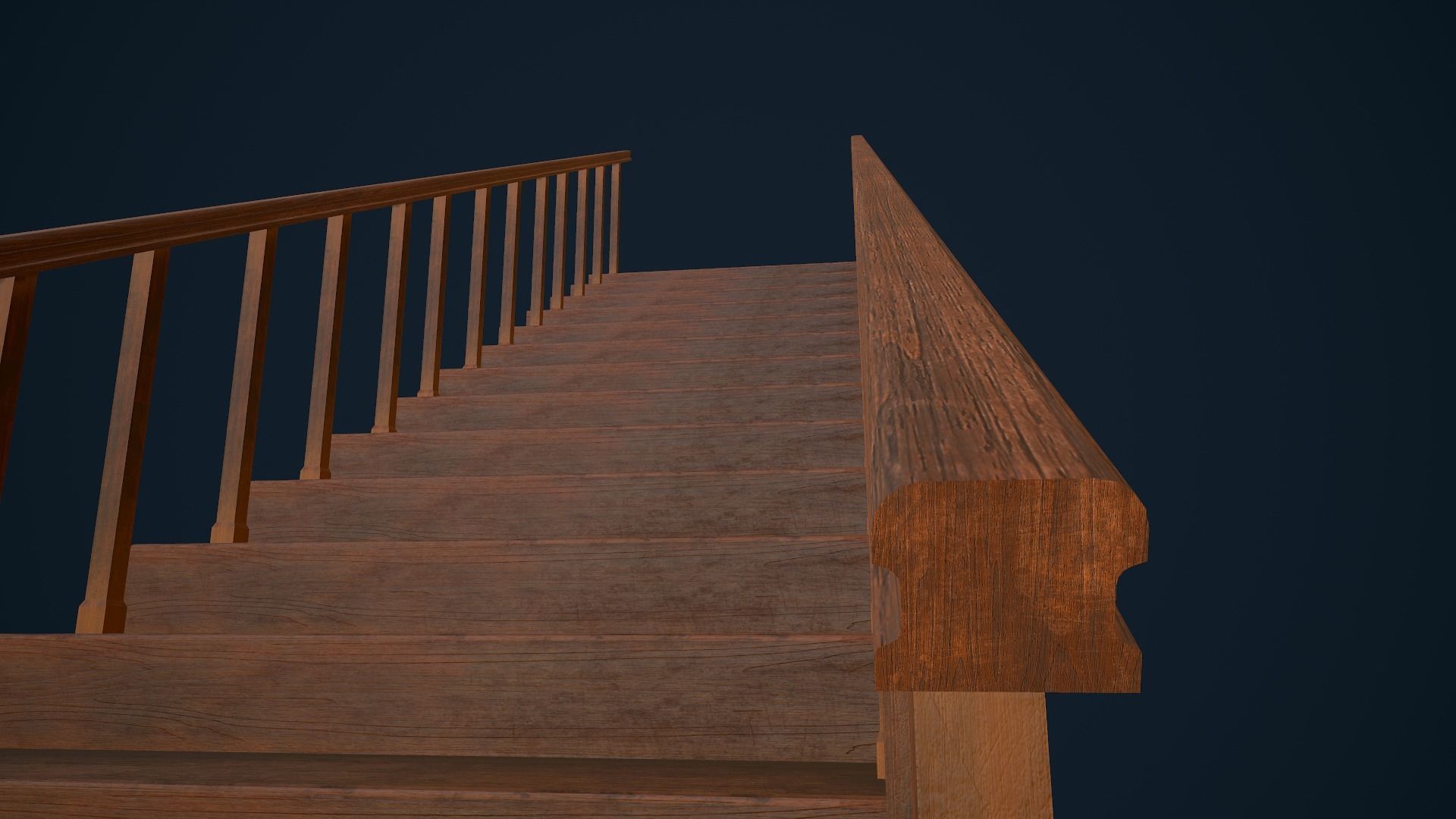 Wooden Stairs Low-poly 3D model_6