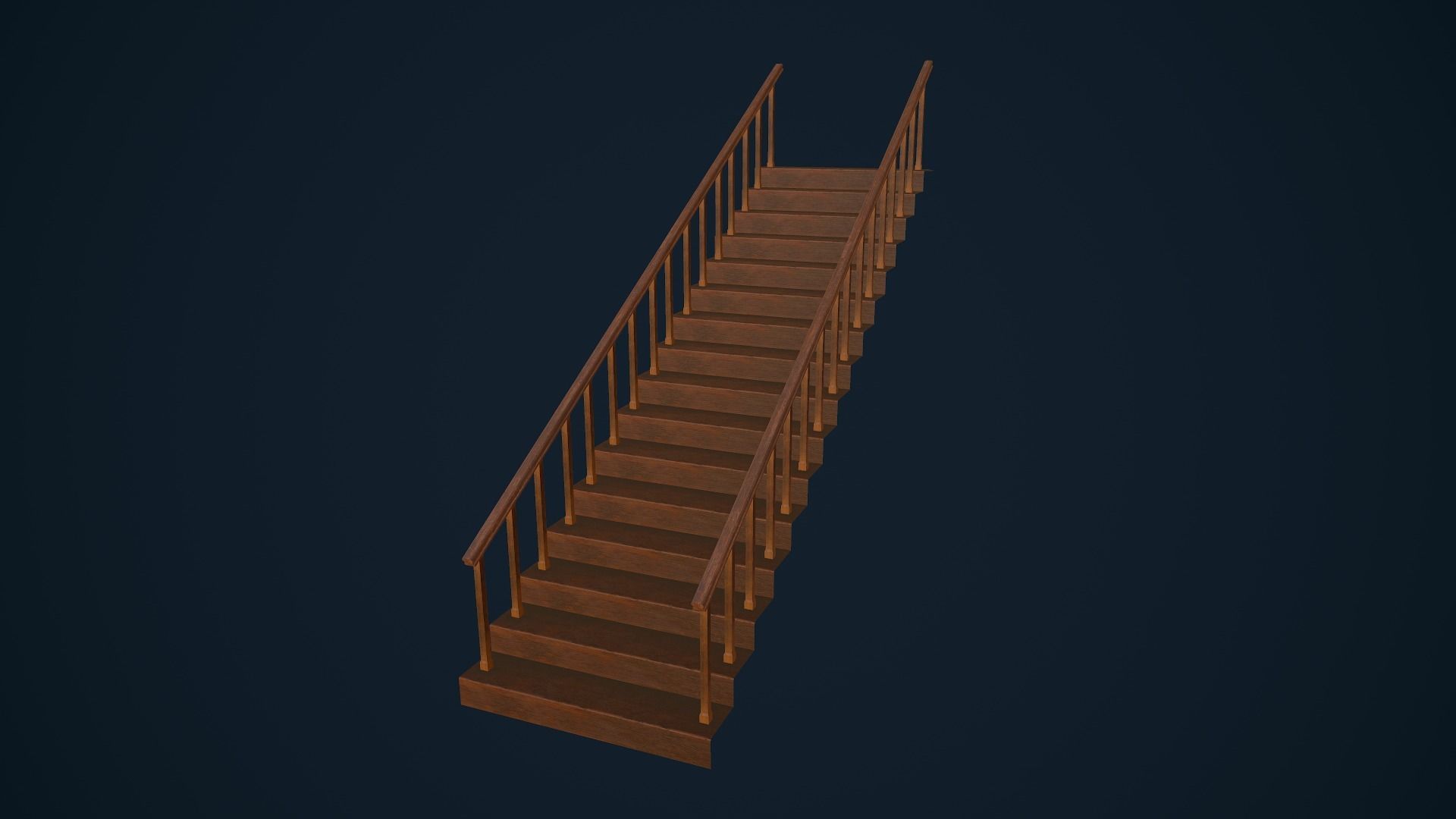 Wooden Stairs Low-poly 3D model_2
