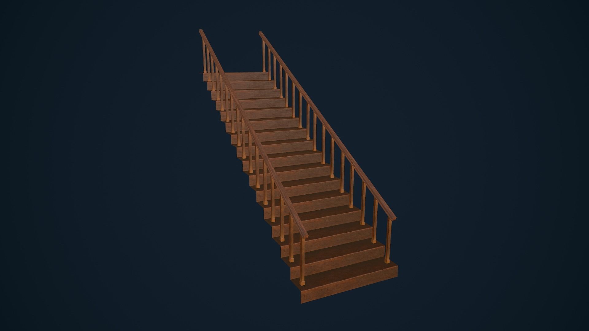 Wooden Stairs Low-poly 3D model_4