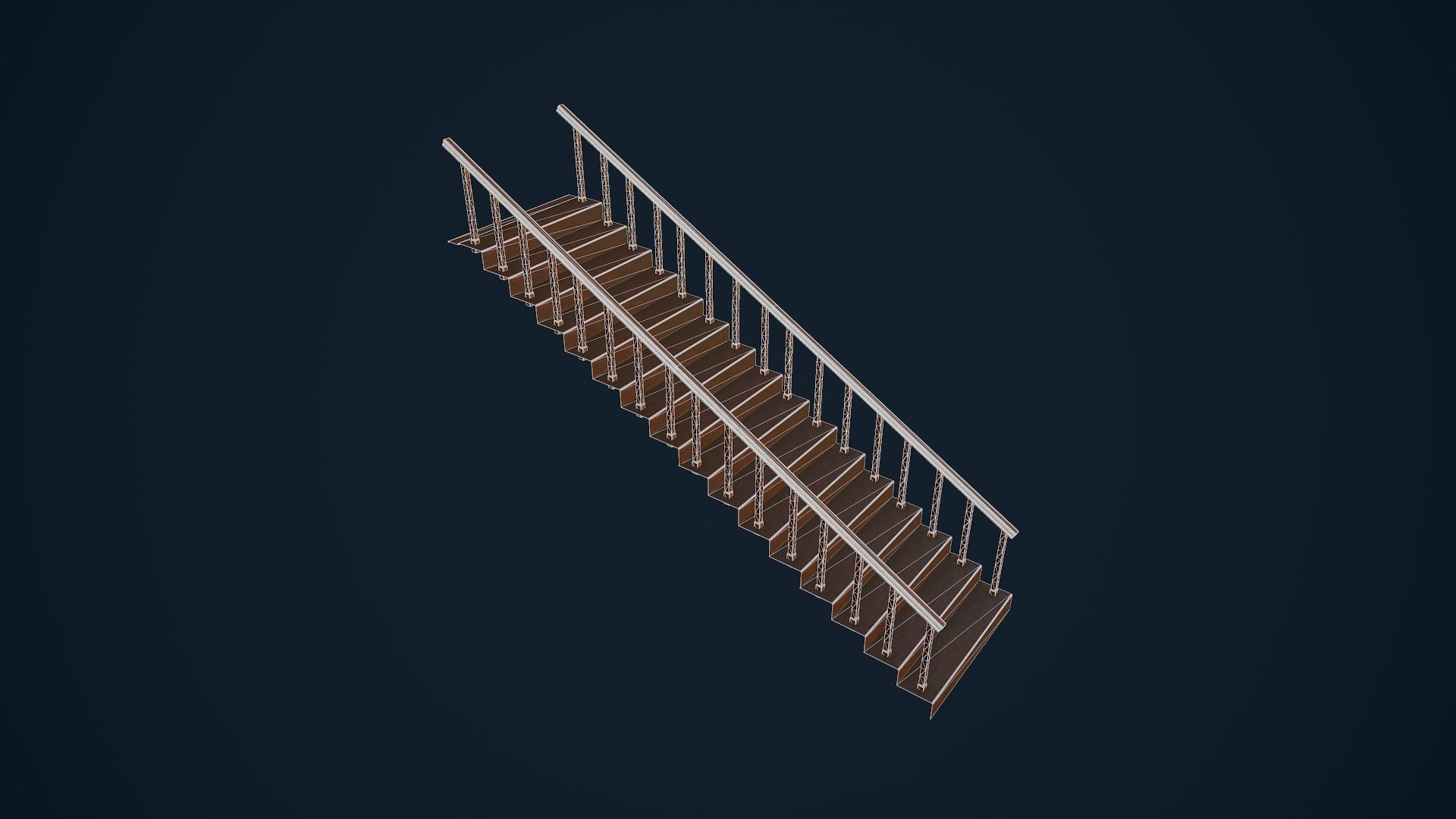 Wooden Stairs Low-poly 3D model_12