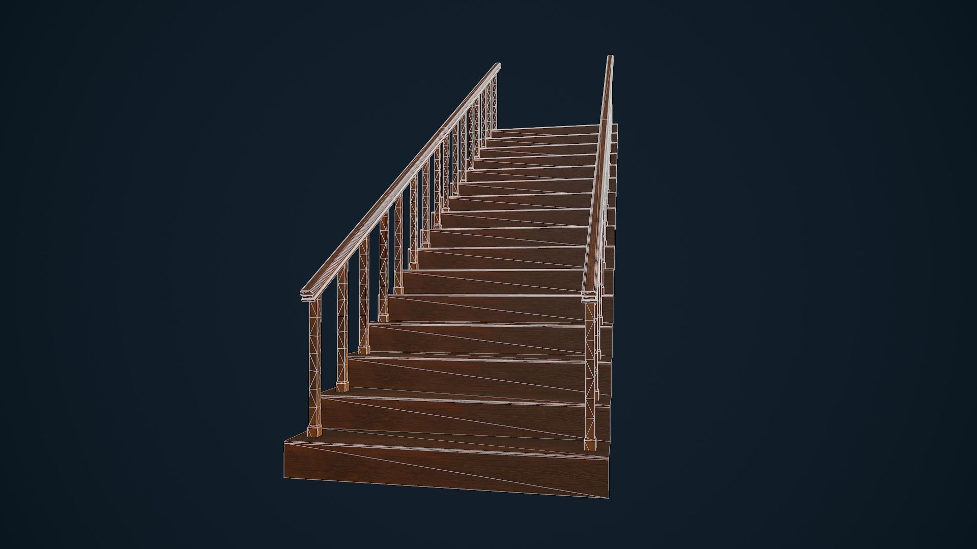 Wooden Stairs Low-poly 3D model_13
