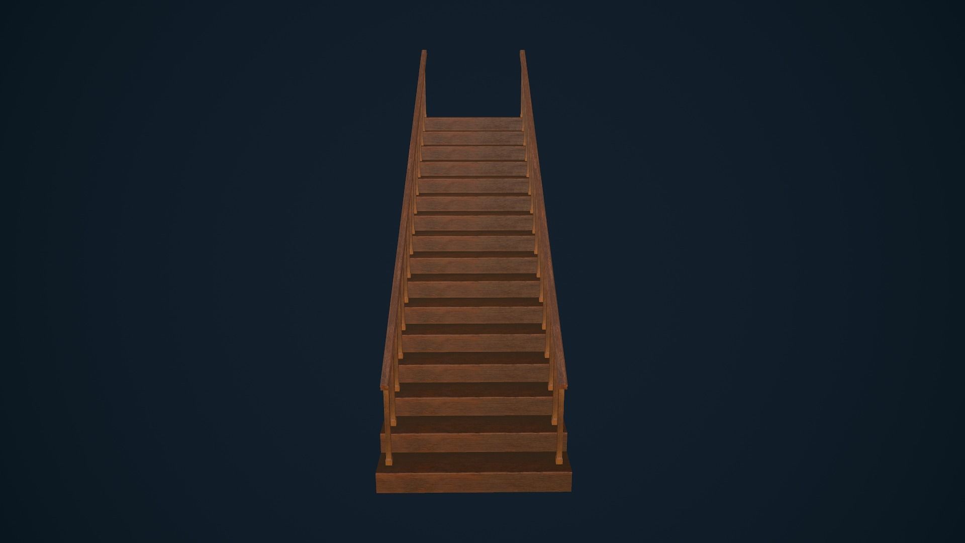 Wooden Stairs Low-poly 3D model_3