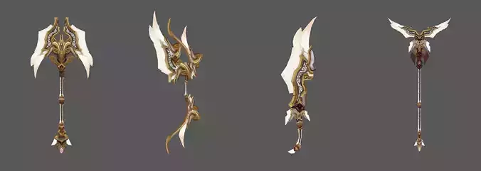 Fantasy MMO RPG Weapons Pack 01 Low-poly 3D model