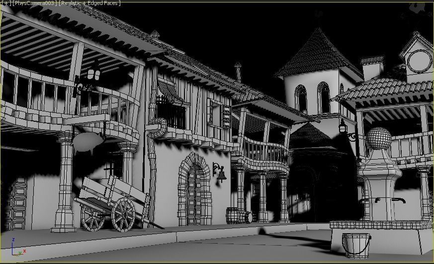 Cartoon Street Scene 3D model_2