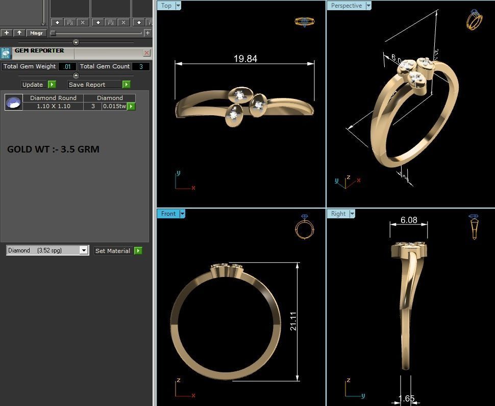 Women Diamond Band Ring 3dm render detail 3D print model_8