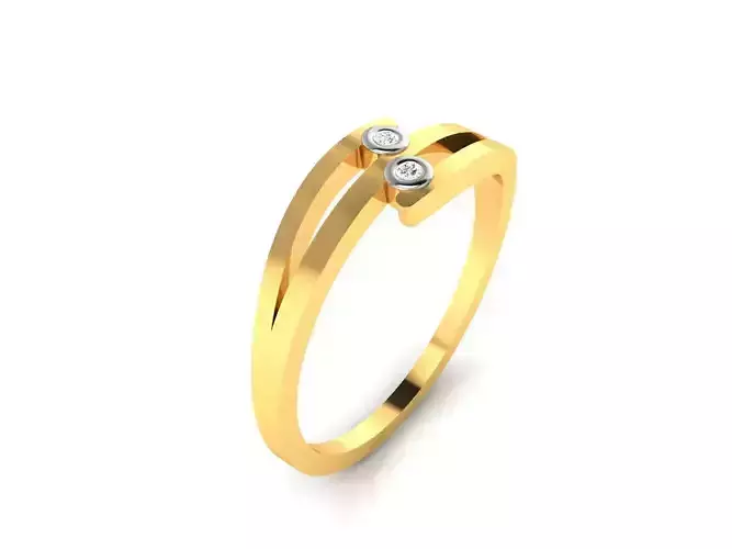 Women two diamond Band Ring 3dm render detail