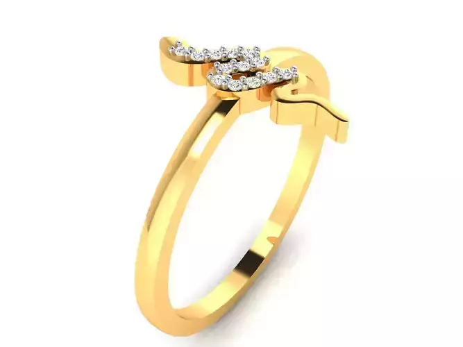 Snake Band diamond  ring 3dm render detail 