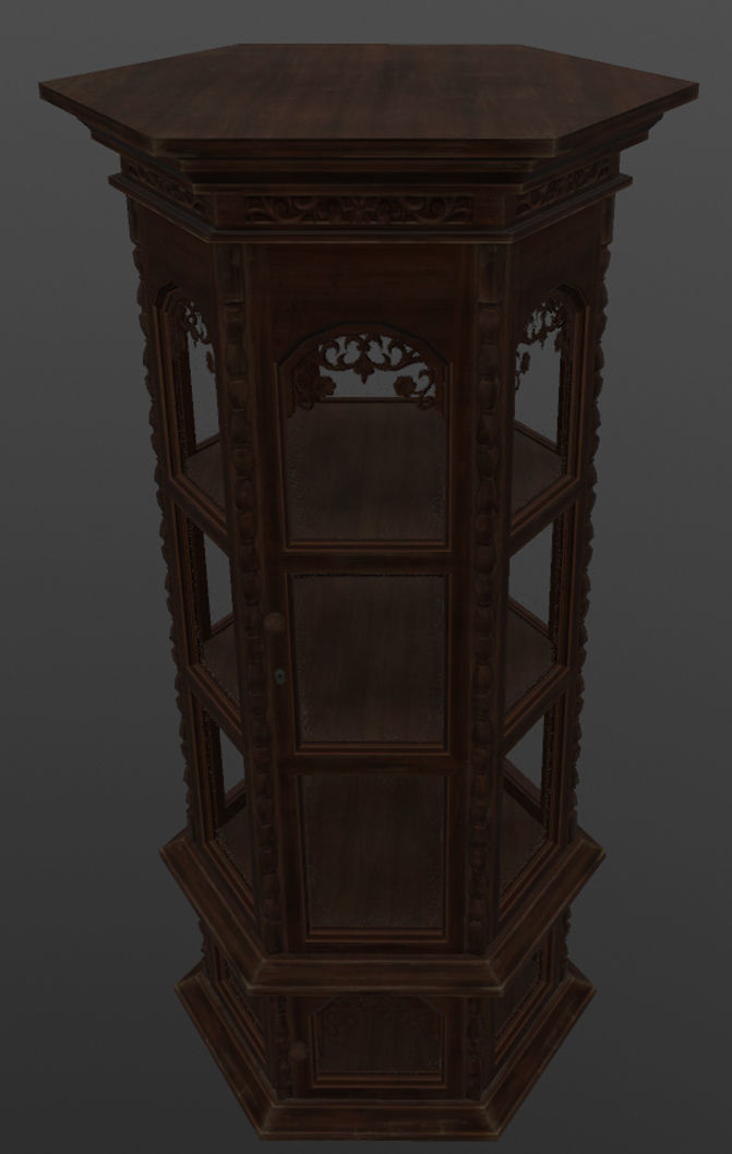 Cupboard wood Low-poly 3D model_2