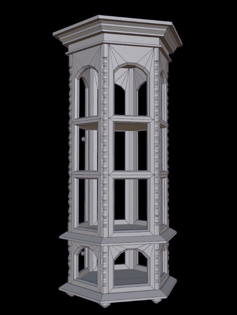 Cupboard wood Low-poly 3D model_3