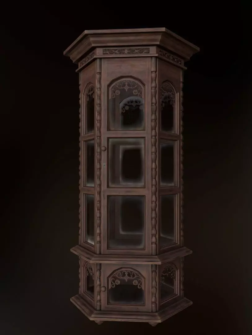 Cupboard wood Low-poly 3D model_0