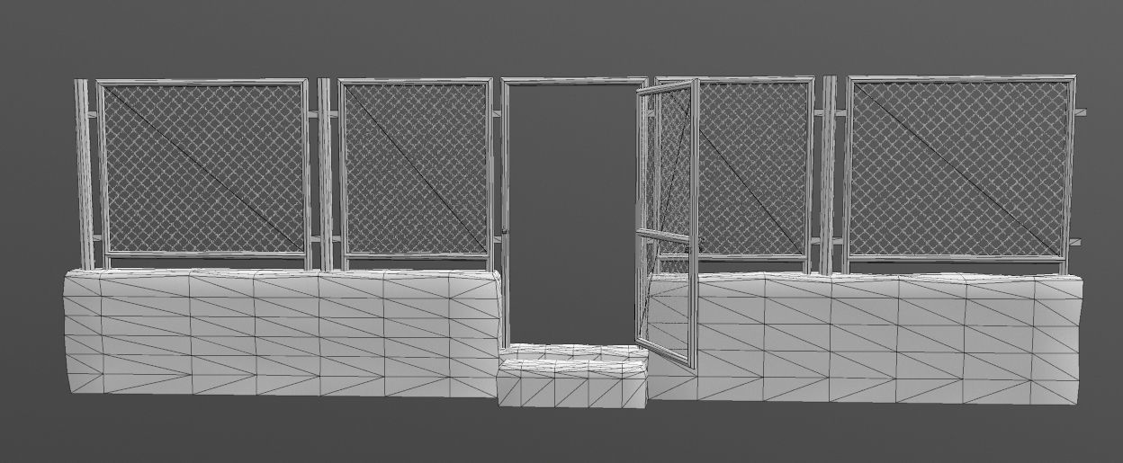 Stone Wall and Stone Wall Conector Low-poly 3D model_1