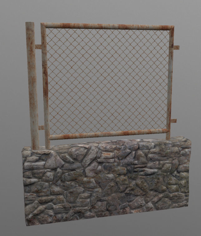 Stone Wall and Stone Wall Conector Low-poly 3D model_2