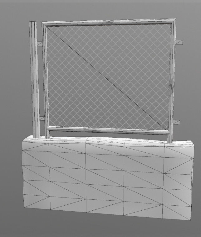 Stone Wall and Stone Wall Conector Low-poly 3D model_3