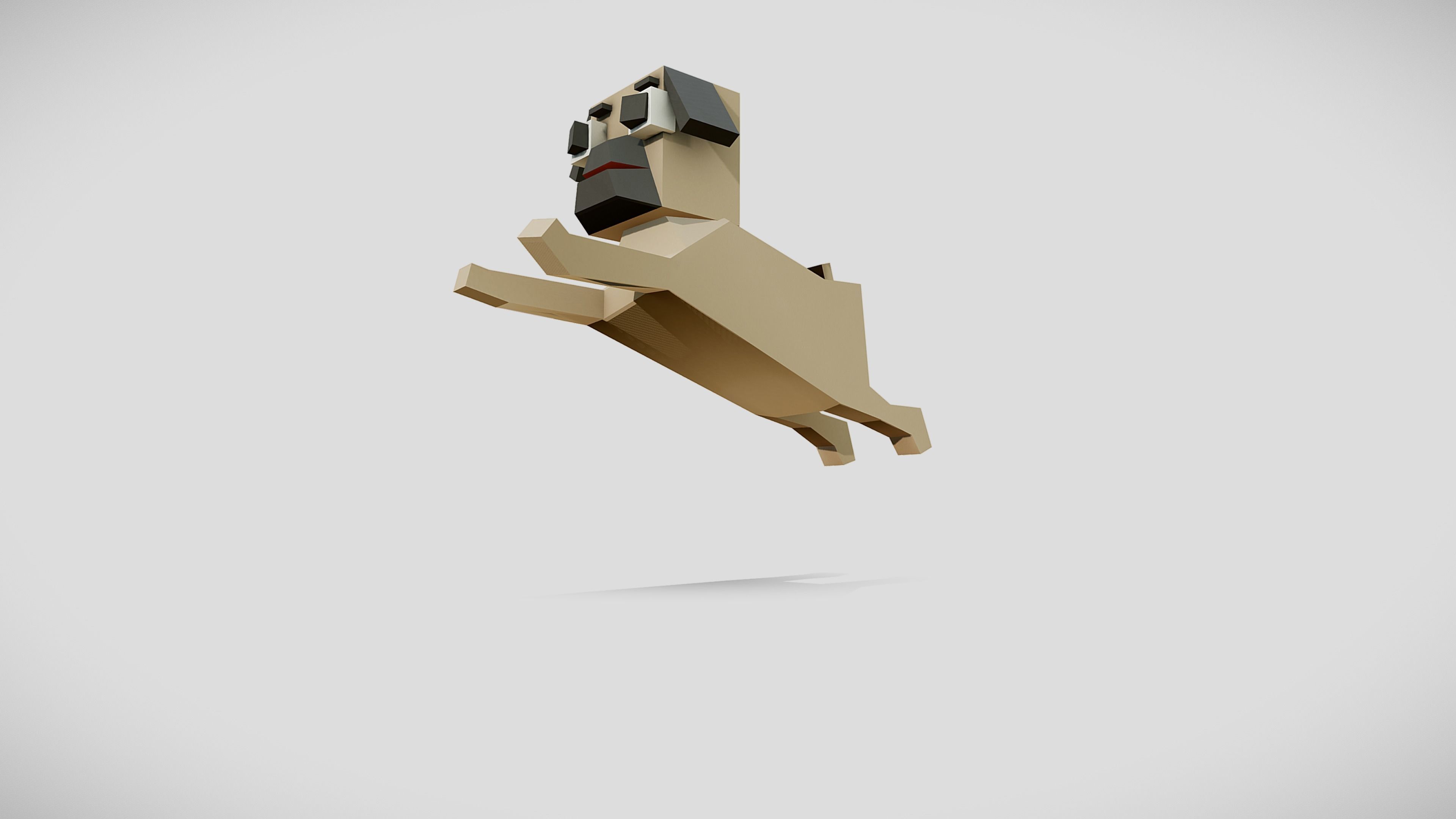 Simple Pug Low-poly 3D model_3