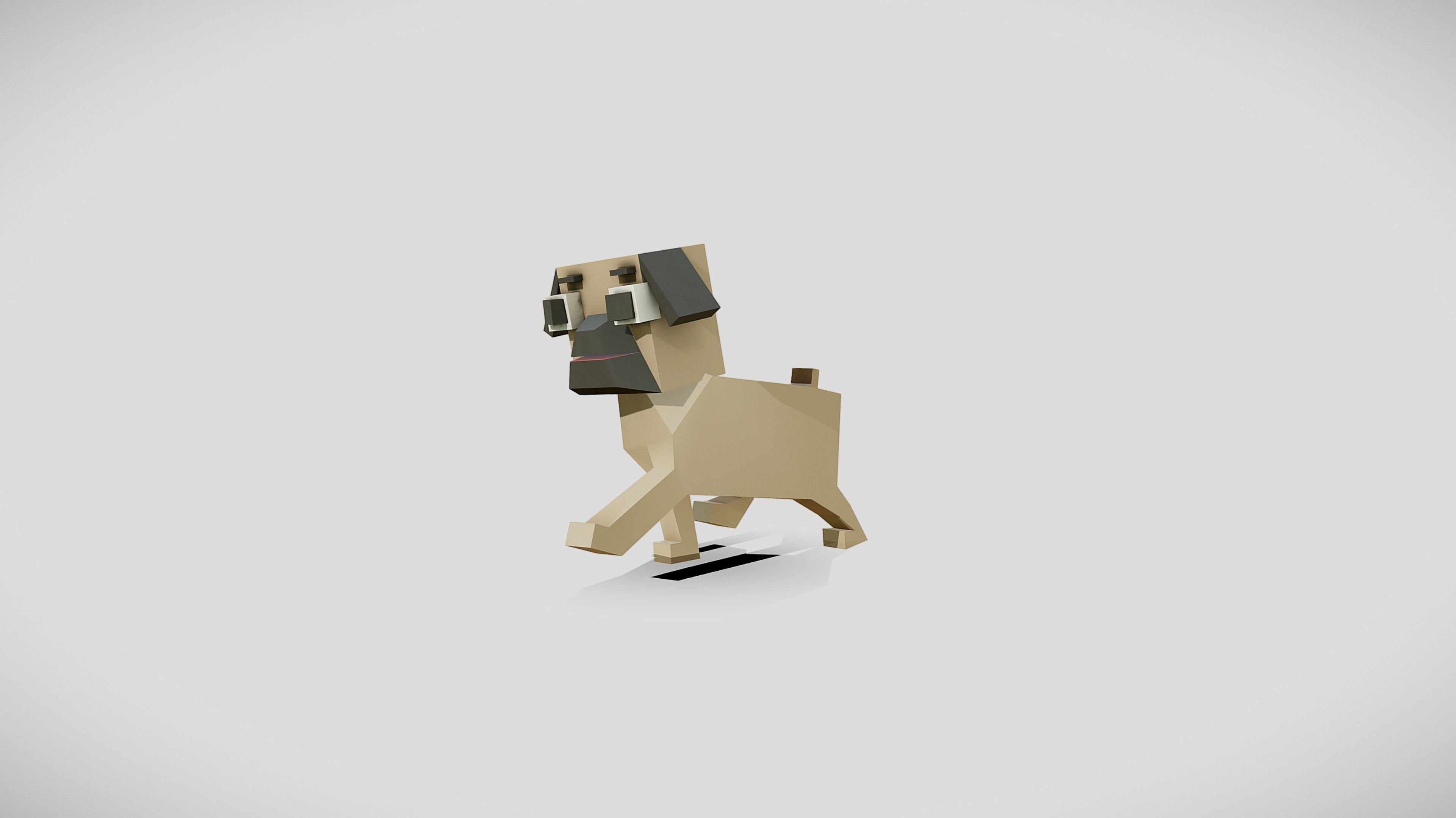 Simple Pug Low-poly 3D model_7