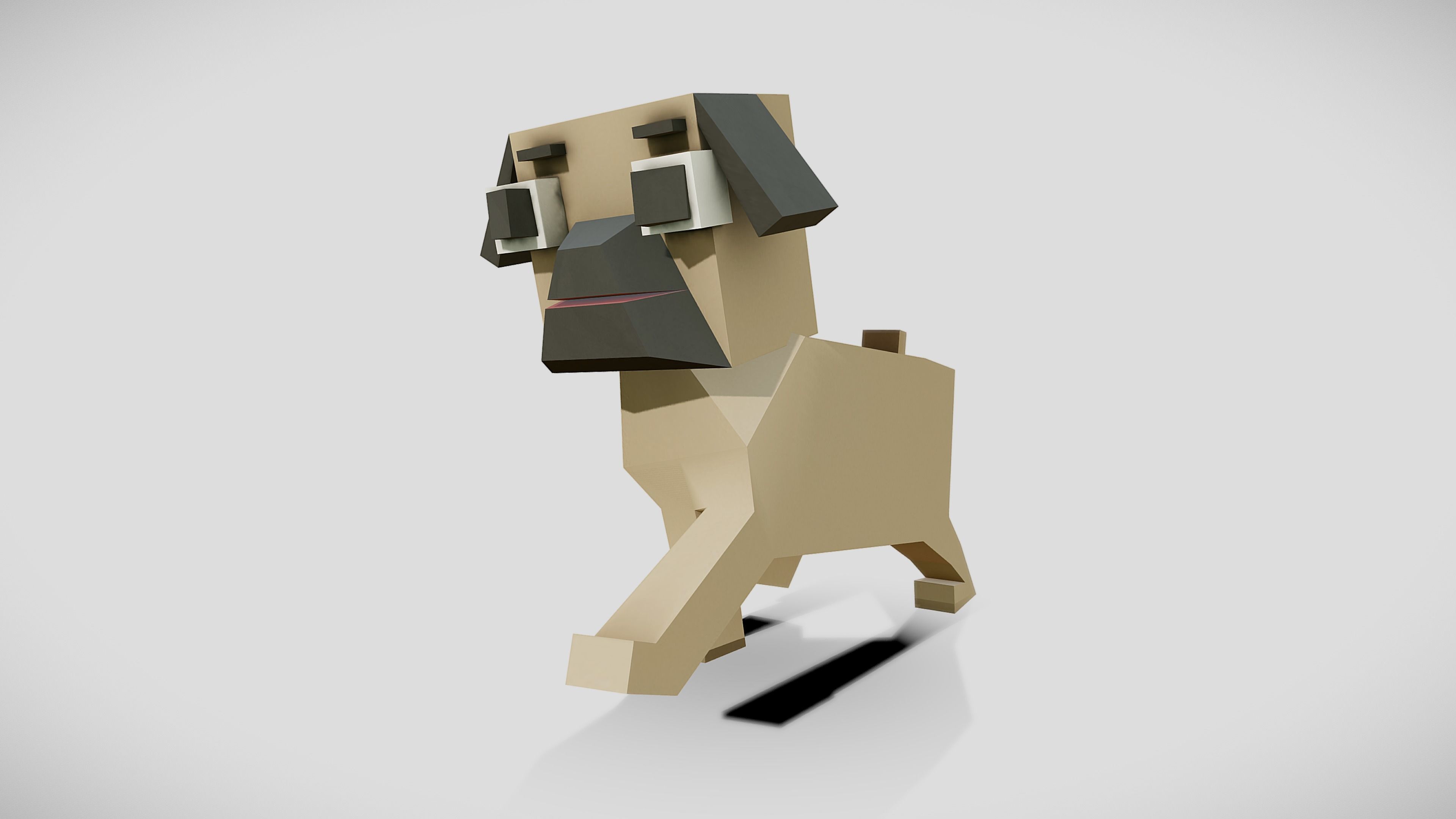 Simple Pug Low-poly 3D model_8