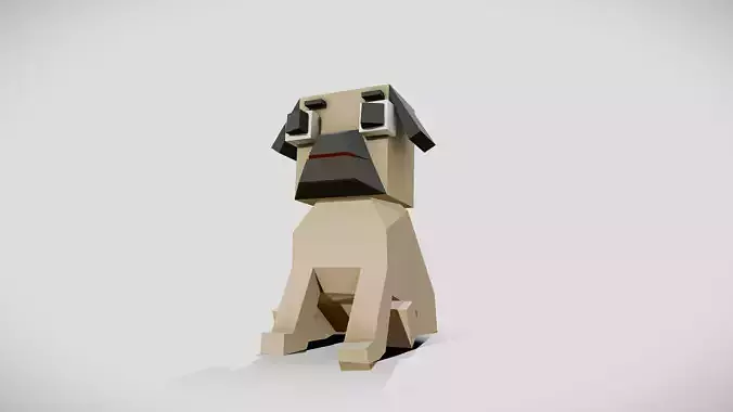 Simple Pug Low-poly 3D model