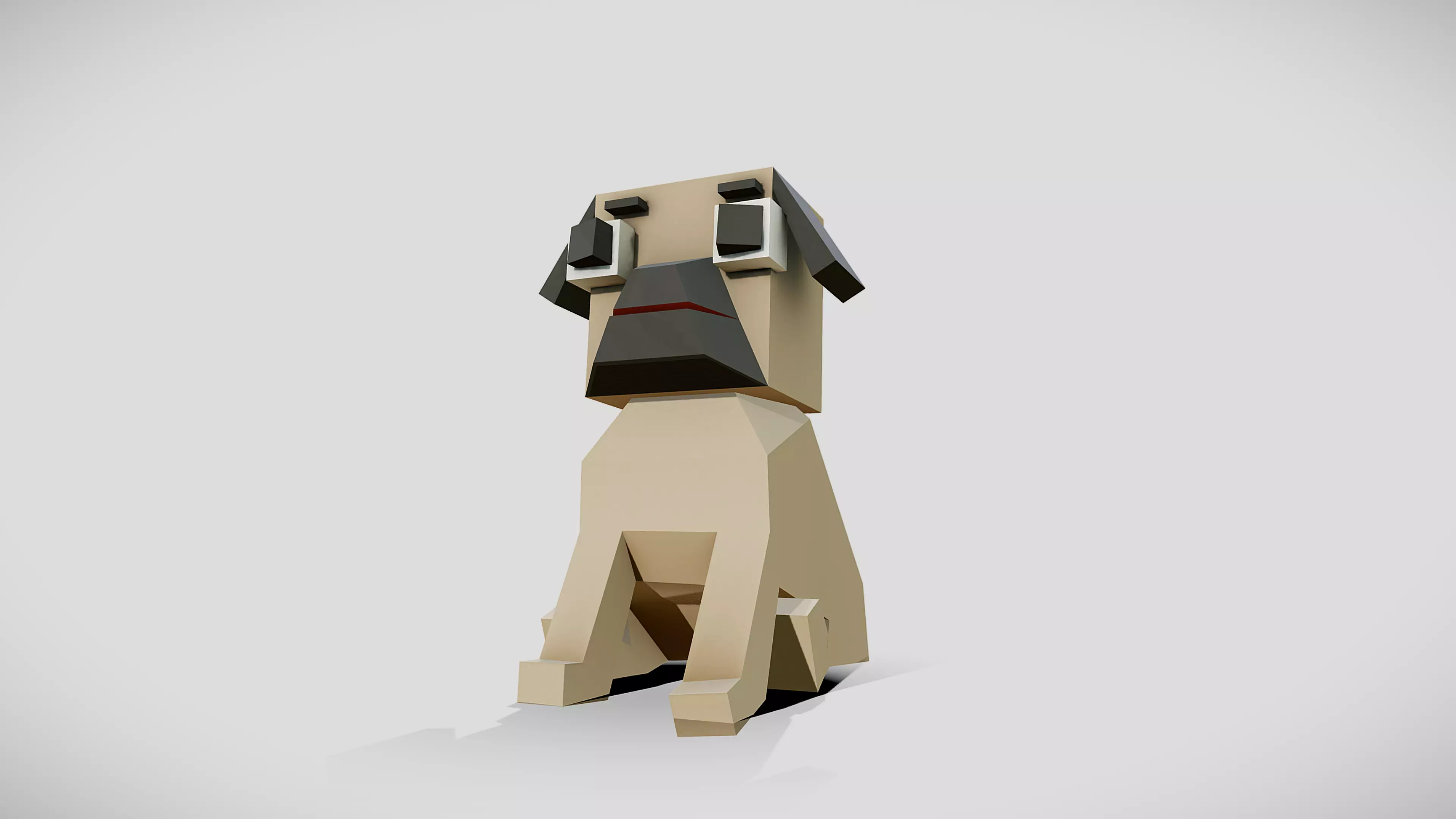 Simple Pug Low-poly 3D model_0