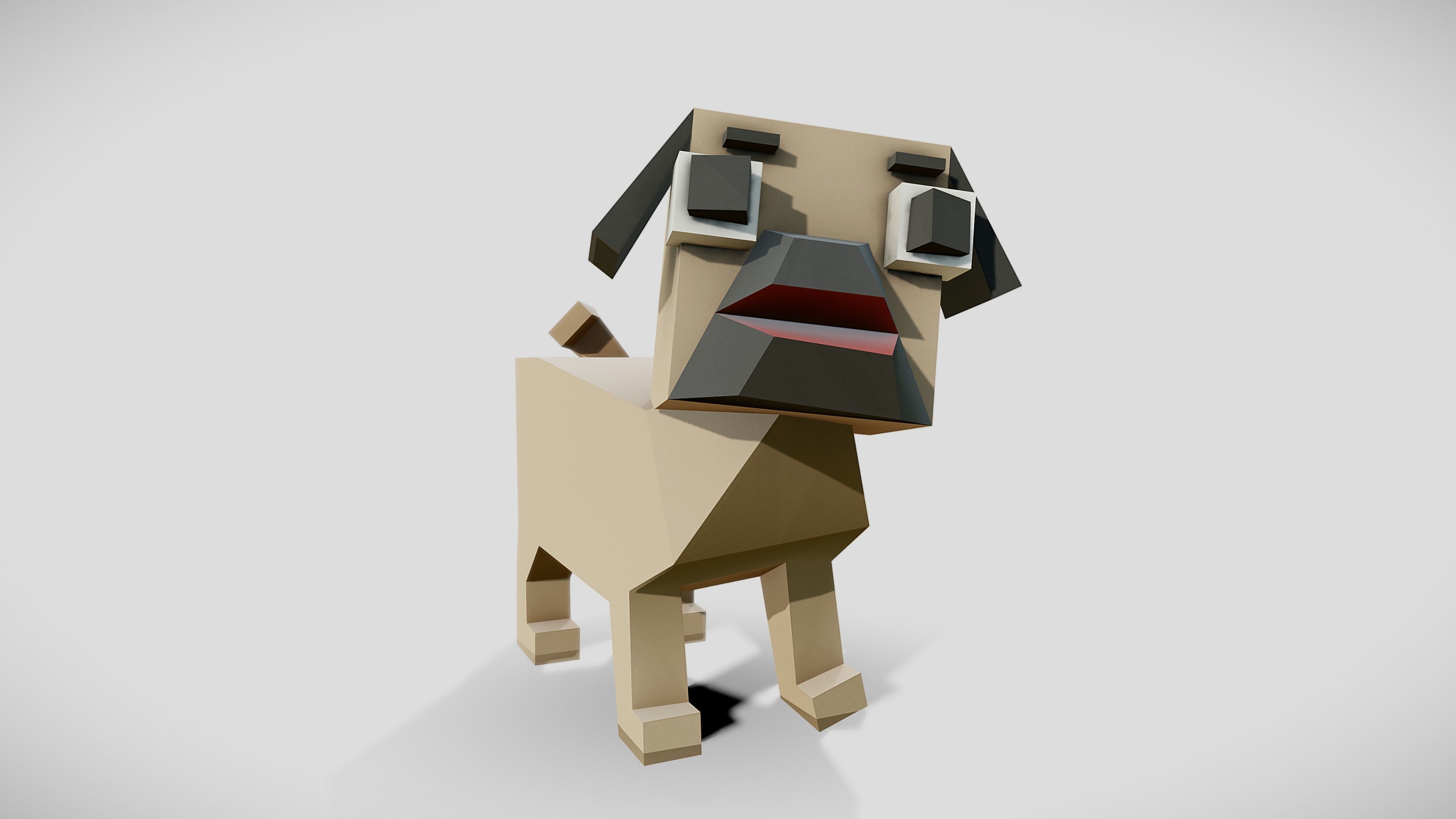 Simple Pug Low-poly 3D model_4