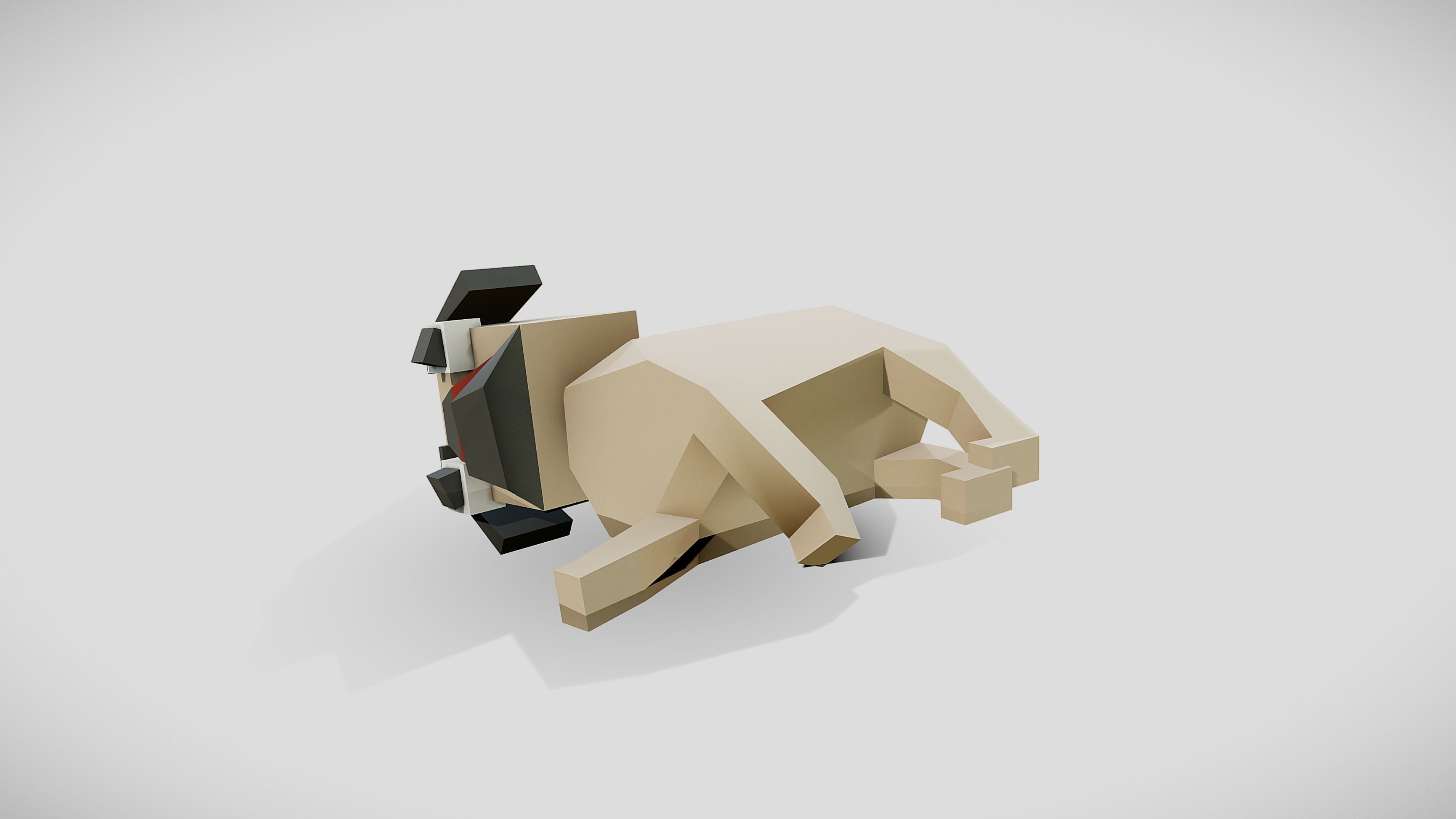 Simple Pug Low-poly 3D model_5