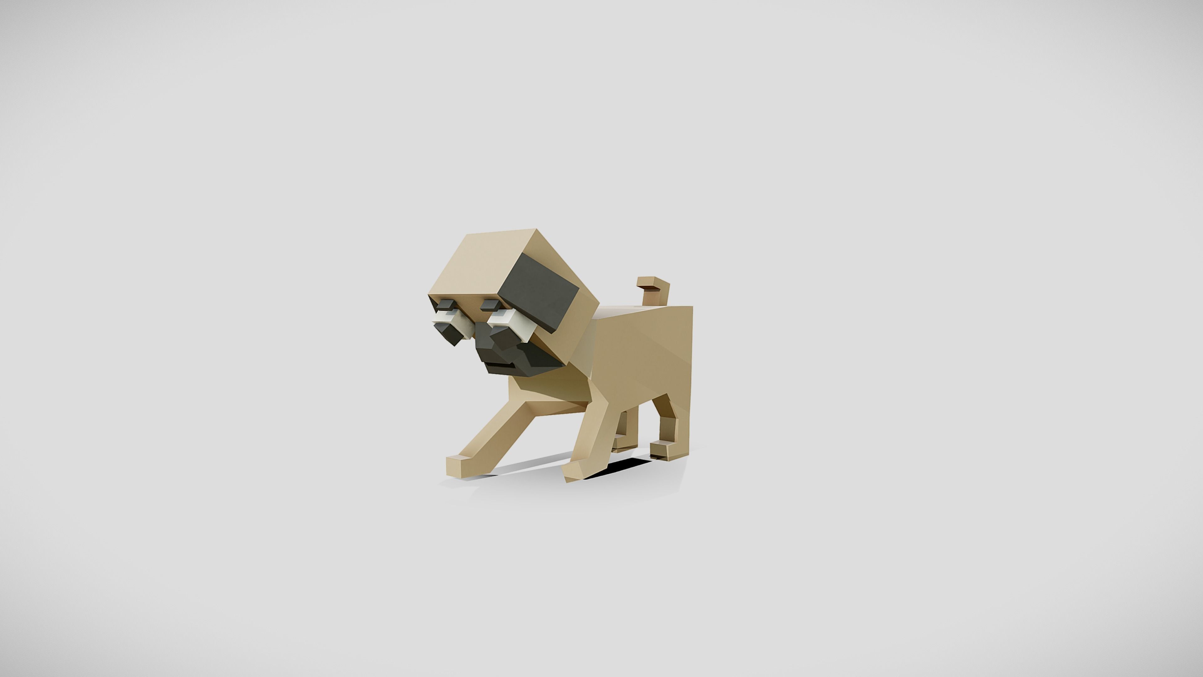 Simple Pug Low-poly 3D model_6