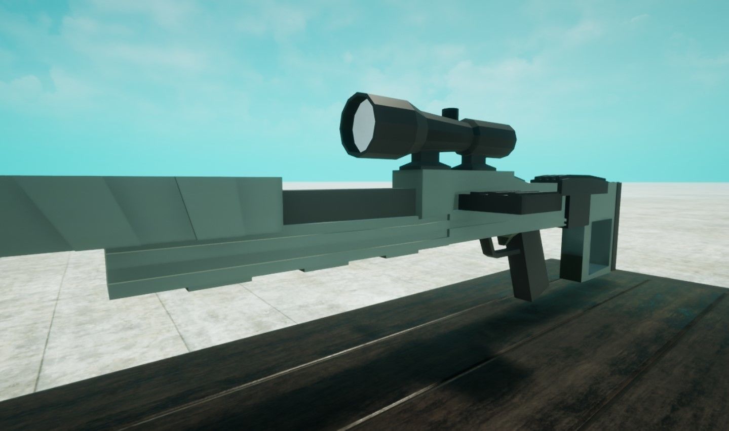 Lowpoly Sniper rifle on table Free low-poly 3D model_2