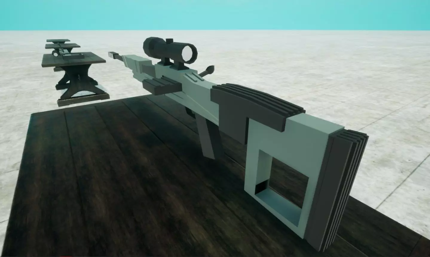 Lowpoly Sniper rifle on table Free low-poly 3D model_0
