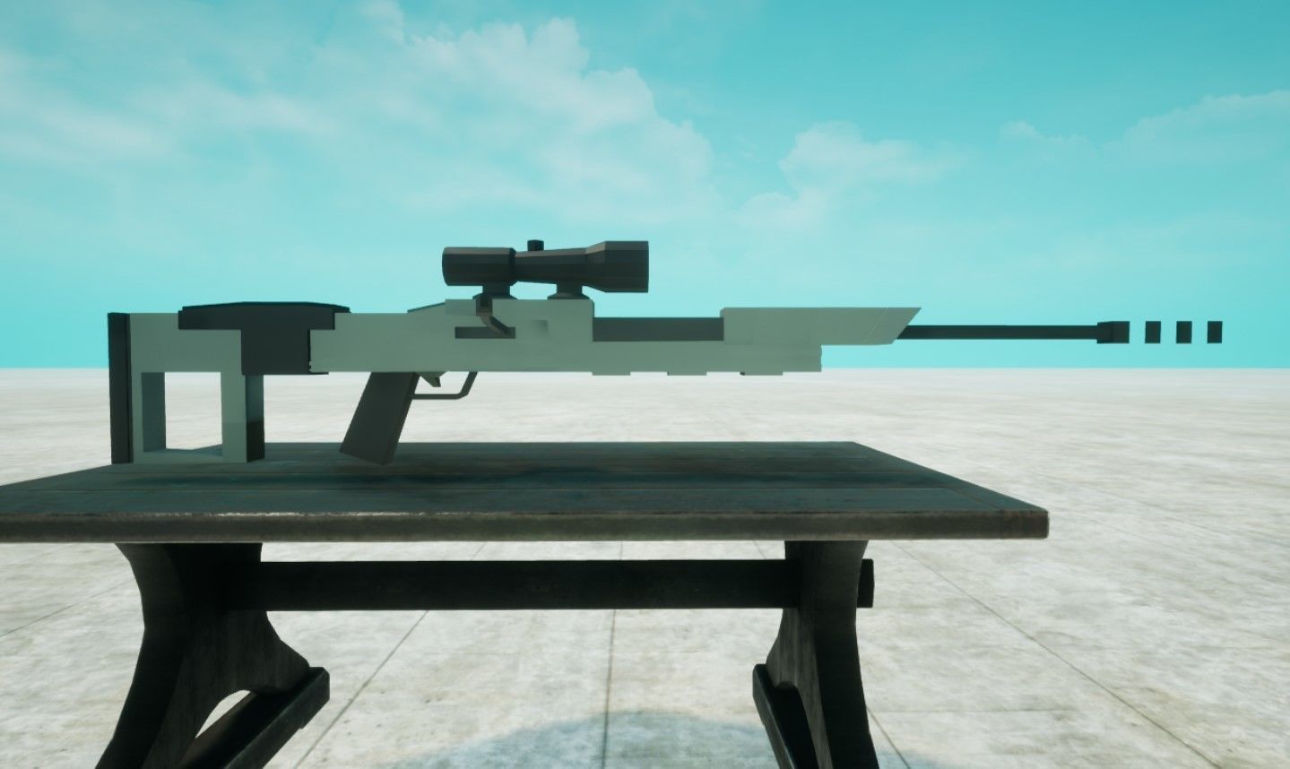 Lowpoly Sniper rifle on table Free low-poly 3D model_4