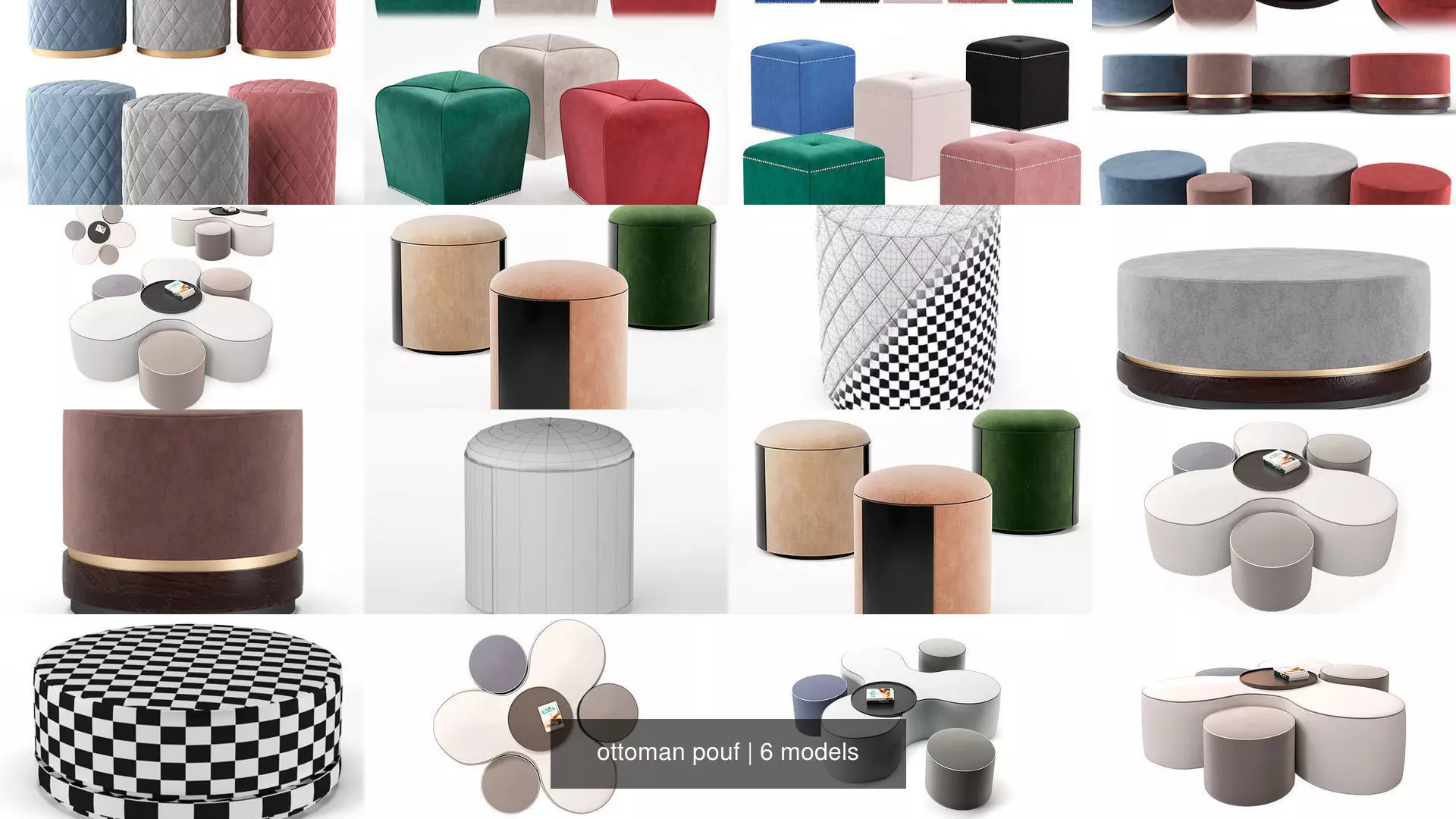  ottoman pouf 3D Model Collection_1