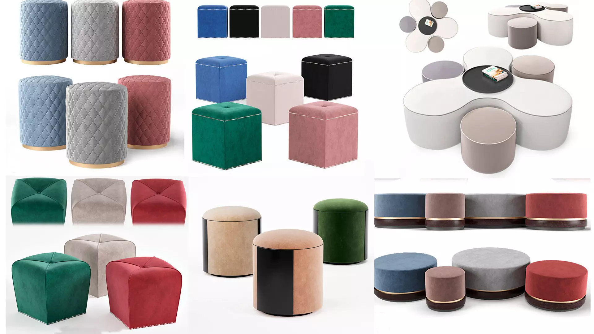  ottoman pouf 3D Model Collection_0