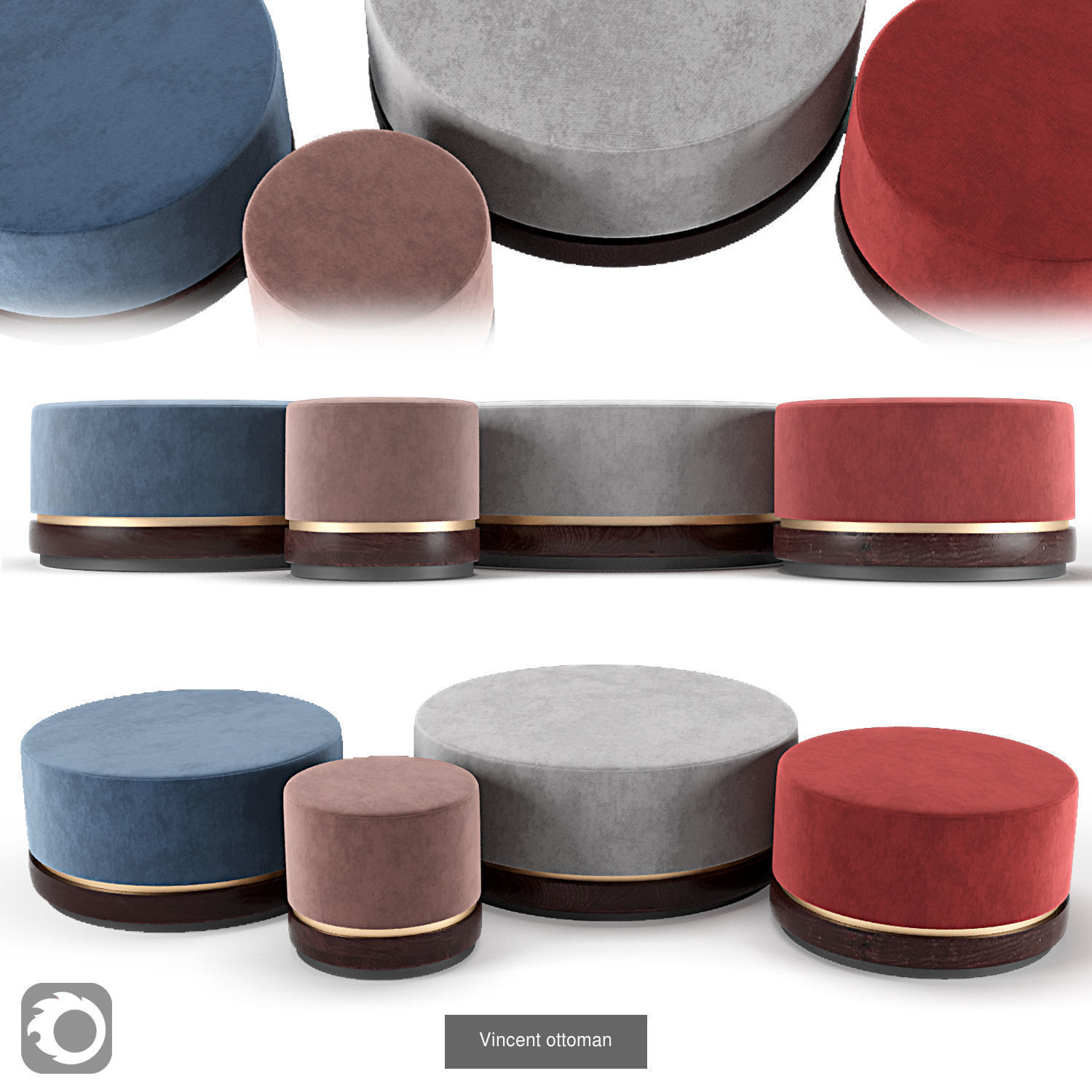 ottoman pouf 3D Model Collection_5