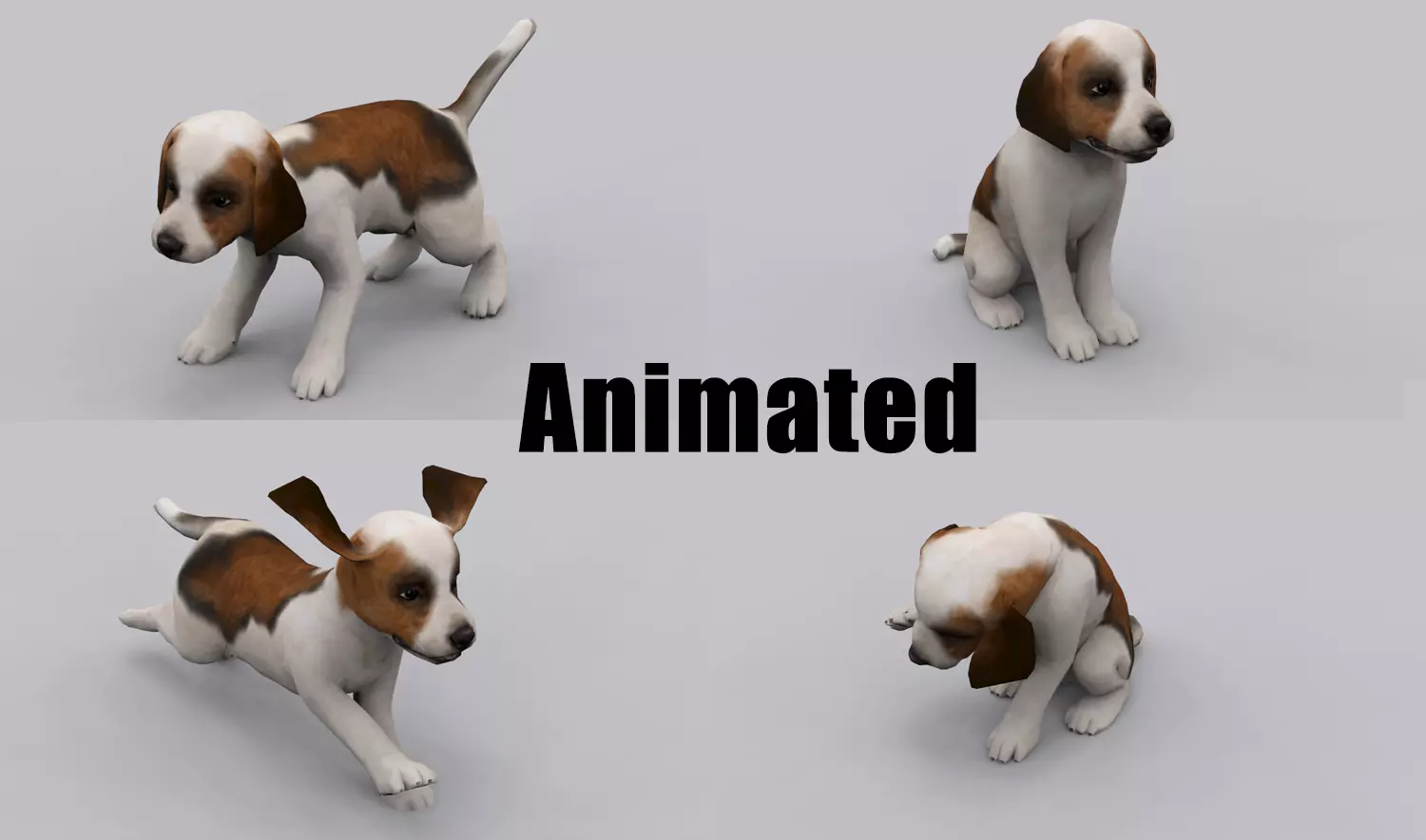 animated dog Low-poly 3D model_0