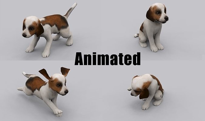 animated dog Low-poly 3D model