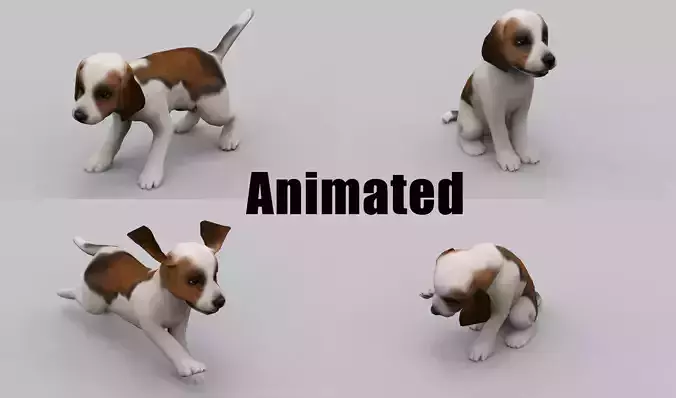 animated dog Low-poly 3D model
