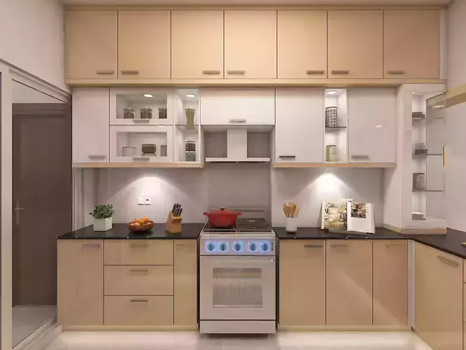 Free Kitchen Cabinet With render Emage