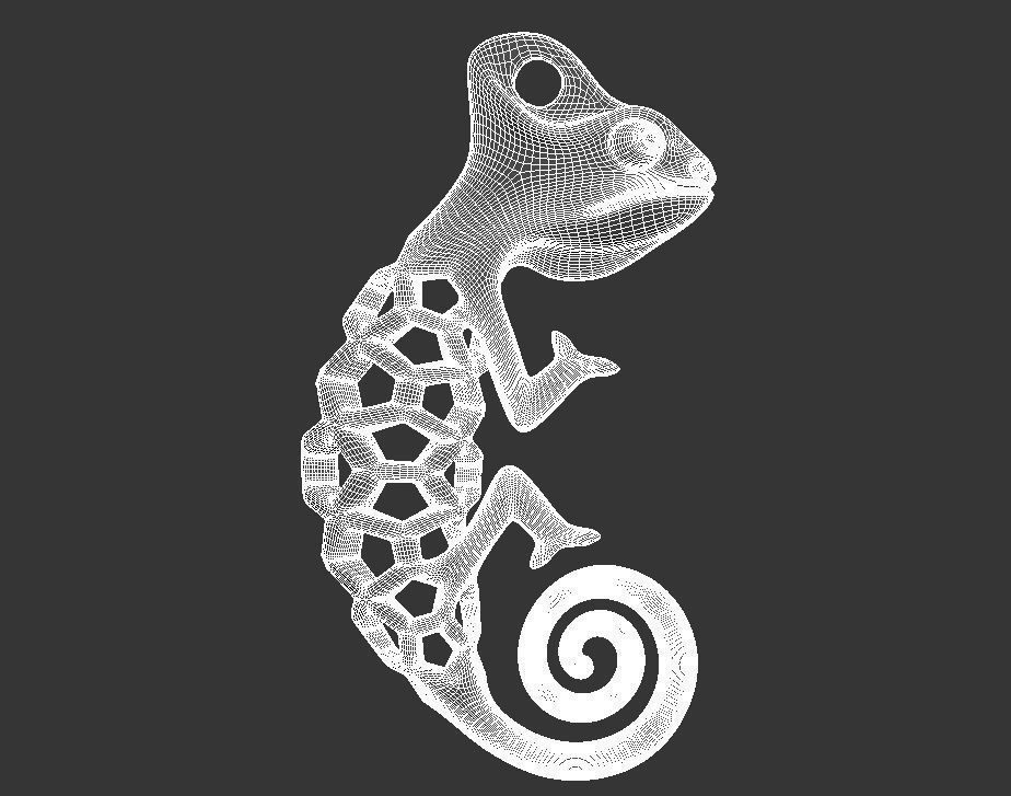 Chameleon Pendant 3D print model_5