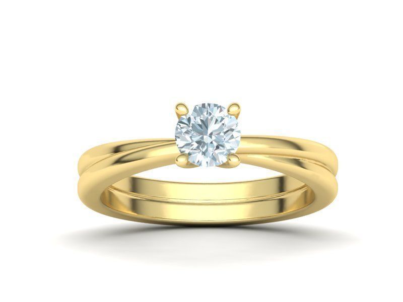 Crossover Engagement ring with 5mm stone 3dmodel 3D print model_2