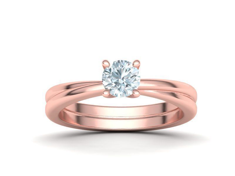 Crossover Engagement ring with 5mm stone 3dmodel 3D print model_9