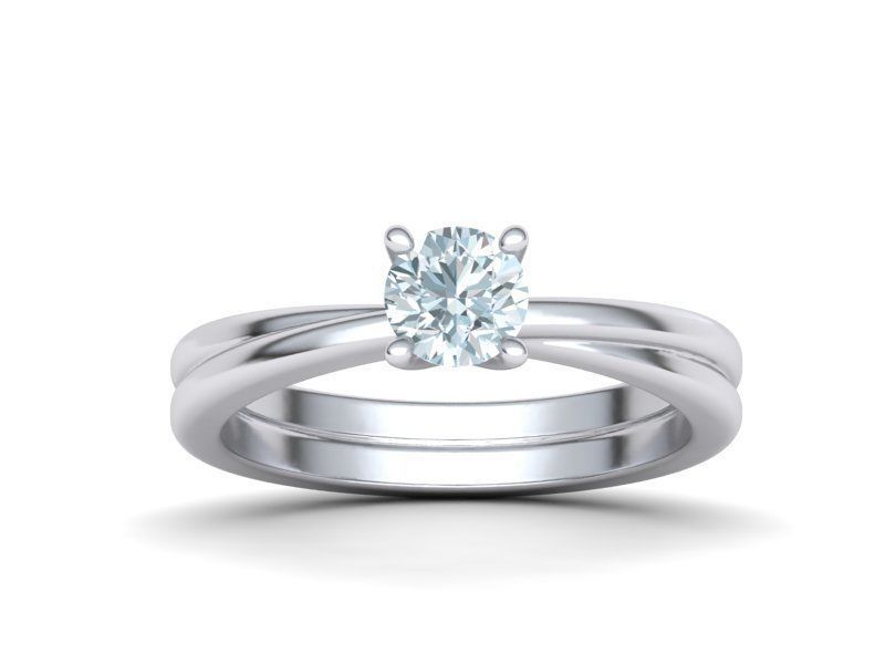 Crossover Engagement ring with 5mm stone 3dmodel 3D print model_8