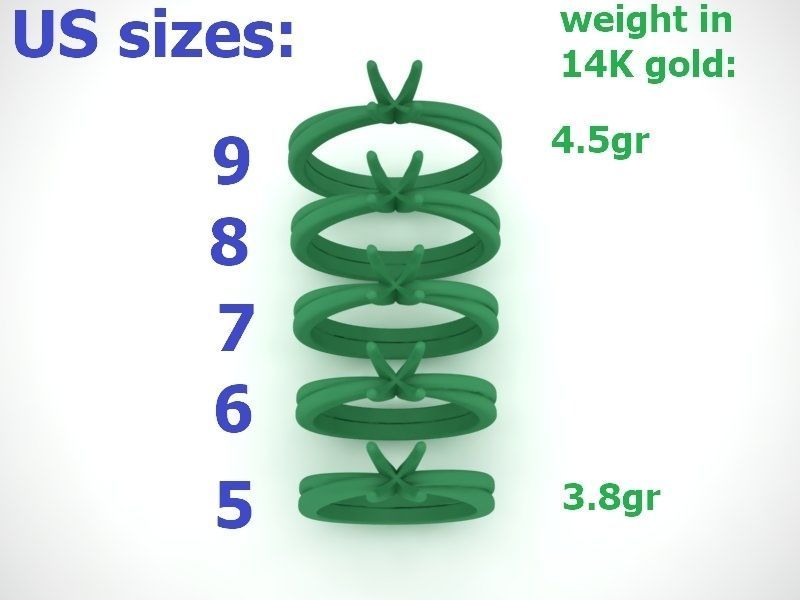 Crossover Engagement ring with 5mm stone 3dmodel 3D print model_18