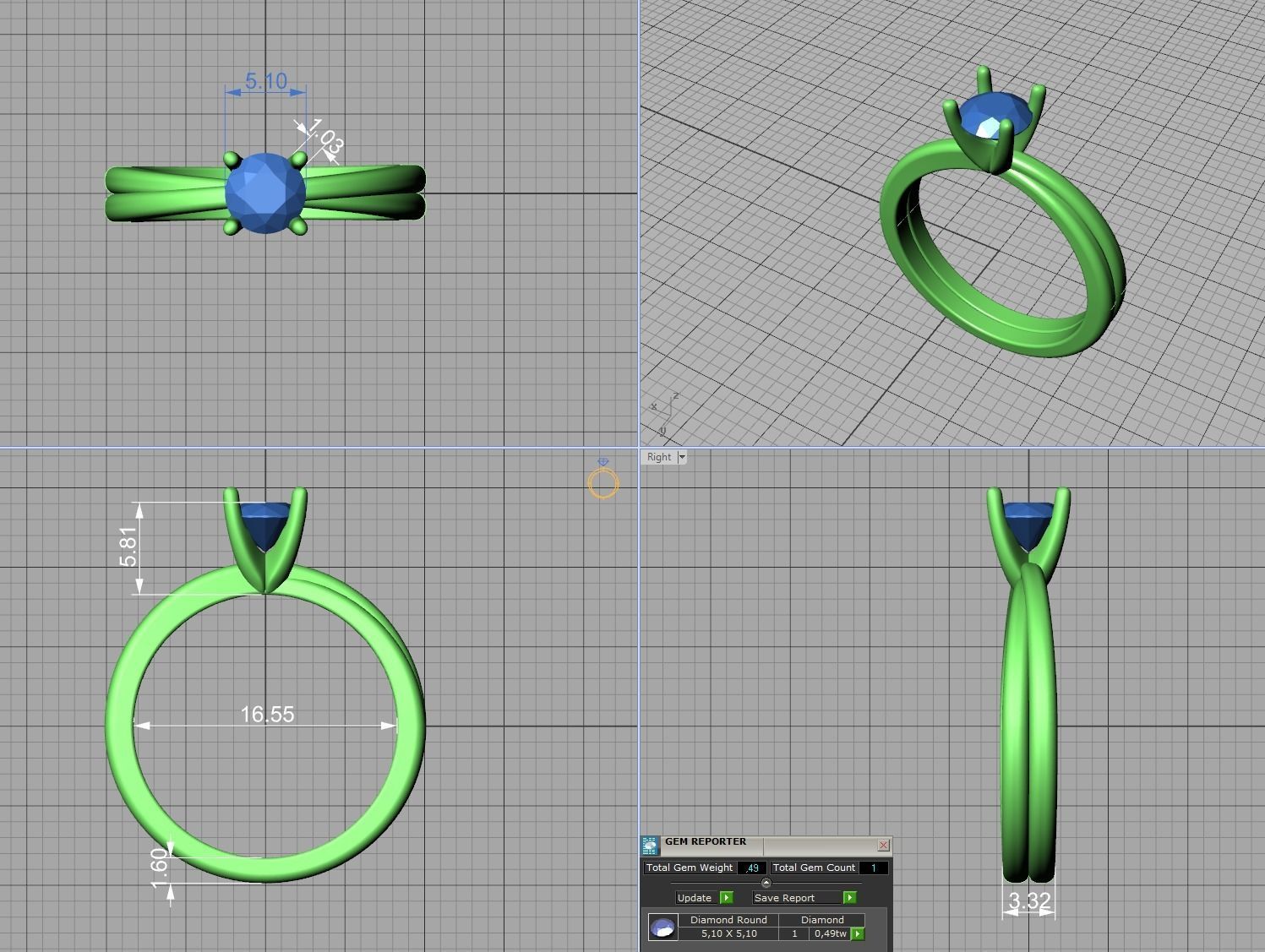 Crossover Engagement ring with 5mm stone 3dmodel 3D print model_14