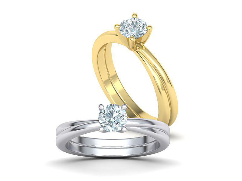Crossover Engagement ring with 5mm stone 3dmodel 3D print model_1