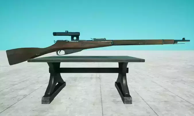 Mosing Nagant Sniper Low-poly 3D model