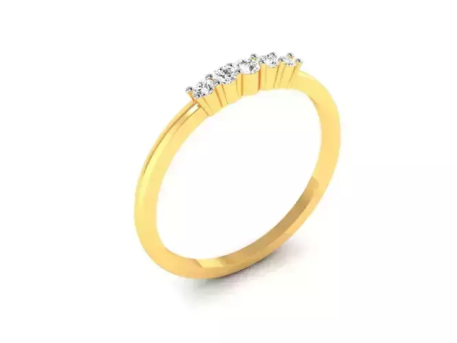 Women 5 diamond Band Ring 3dm render detail