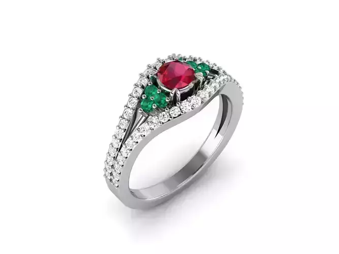 Women Cocktail Band Ring 3dm render detail 3D print model