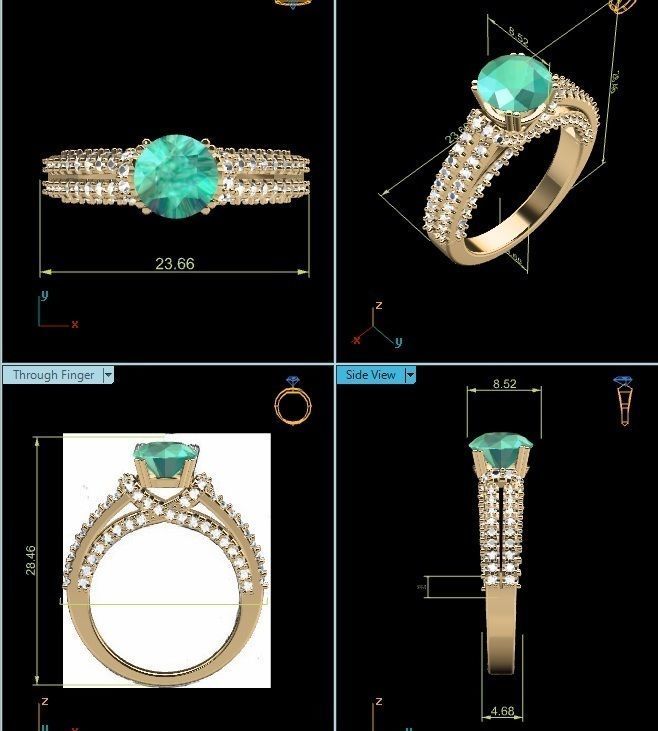 Women Solitaire  Ring 3dm render detail 3D print model_8