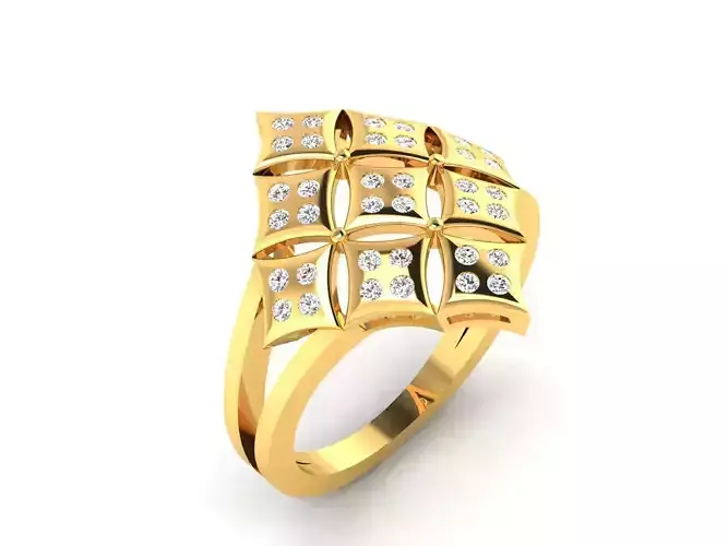Women Cocktail Band Ring 3dm render detail