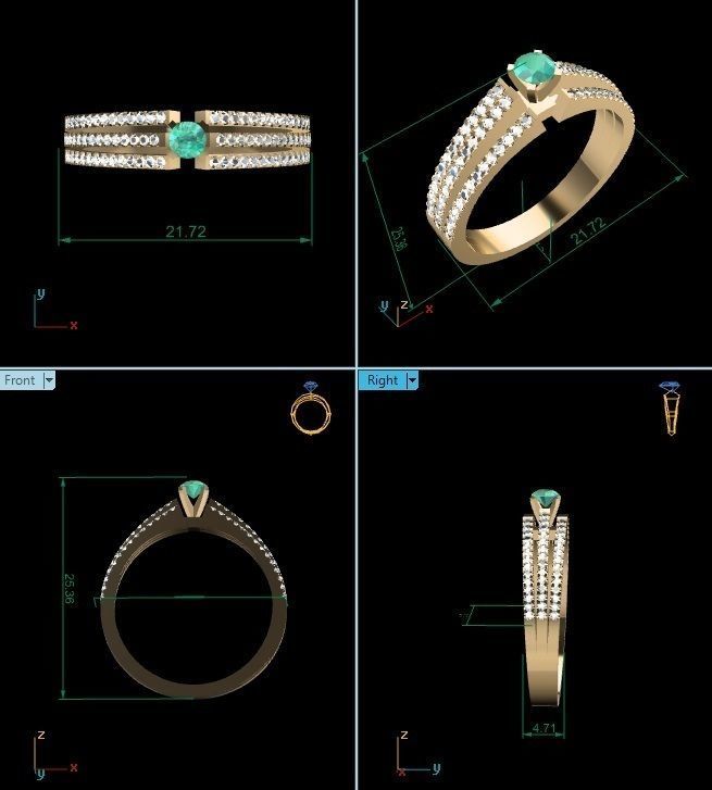 Women solitaire ring 3dm render detail  3D print model_7